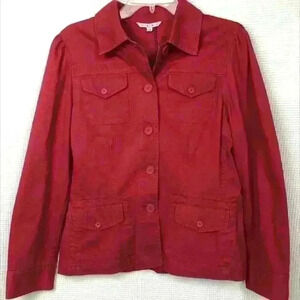 CAbi 100% Cotton Red Blazer Jacket Size M in EUC